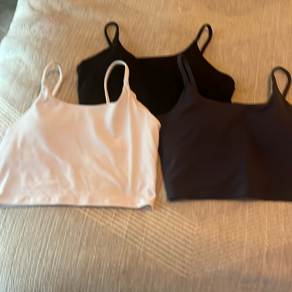 Set of 3 crop tank sports bras.. built in bra